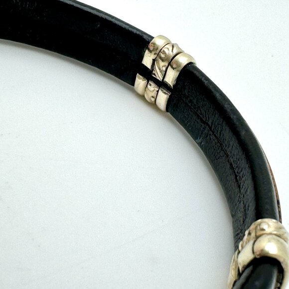 Handcrafted Copper & Brass Leather Bracelet  Intricate Detailing Adjustable - Picture 2 of 9